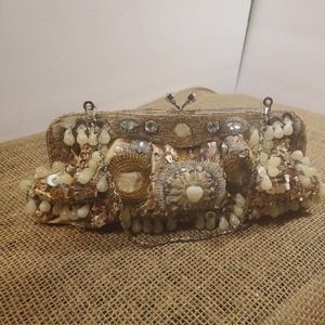 Gorgeous Embroidered Rhinestone Silk Evening Bag Vintage